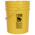5 Gallon Yellow HDPE Premium Round Bucket with Wire Bail Handle & Plastic Hand Grip (Lid sold separately)