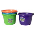 8 Quart Tropical Molded Rubber-Polyethylene Pails - Pack of 4 (Bright Purple, Teal Blue, Tangerine & Mango Green)