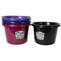 8 Quart Dark Molded Rubber-Polyethylene Pails - Pack of 4 (Black, Dark Purple, Navy Blue & Burgundy)