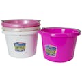 8 Quart Pink Molded Rubber-Polyethylene Pails - Pack of 4 (Hot Pink, Pearl Soft Pink, White & Silver)