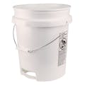 5 Gallon White HDPE Round Built-in Bottom Handle Bucket with Wire Handle (Lid Sold Separately)