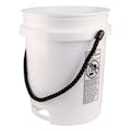 5 Gallon White HDPE Round Built-in Bottom Handle Bucket with Rope Handle (Lid Sold Separately)