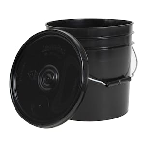 2 Gallon Black HDPE Round Bucket & Lid