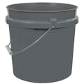 2 Gallon Gray HDPE Economy Round Bucket with Wire Bail Handle & Plastic Hand Grip (Lid sold separately)
