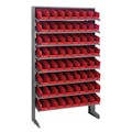 Economy Single-Sided Pick Rack Sloped Shelving Systems with 64 Red Bins