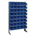Economy Single-Sided Pick Rack Sloped Shelving Systems with 40 Blue Bins