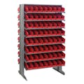 Economy Double-Sided Sloped Shelving System with 128 Red Bins