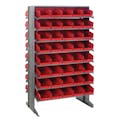 Economy Double-Sided Sloped Shelving System with 80 Red Bins