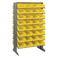 Economy Double-Sided Sloped Shelving System with 64 Yellow Bins