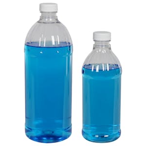 PET Clear Round Bottles with Plain Caps