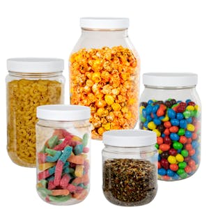Clear PET Round Jars with Plain Caps