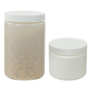 White & Natural HDPE Wide Mouth Jars with Plain Caps