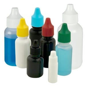 LDPE Cylindrical & Boston Round Bottles with Dropper Caps