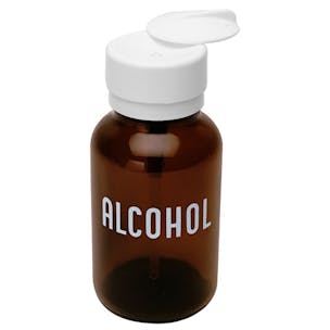 Amber Glass Round Alcohol Bottle with Pump