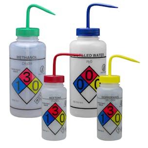 GHS Labeled Right-to-Know, Safety Vented™ Wash Bottles