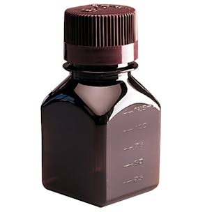 Thermo Scientific™ Nalgene™ Amber PETG Square Media Bottles with Caps