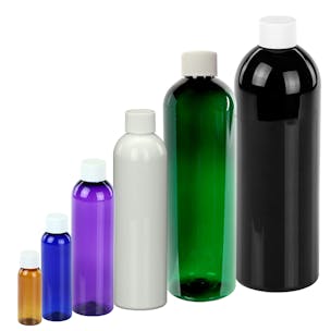 PET Color Cosmo Round Bottles with Plain Caps