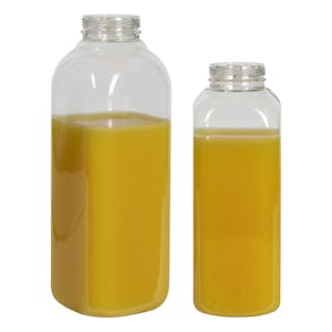 French Square PET Beverage Bottles with ISS/IPEC Neck (25% PCR Material)