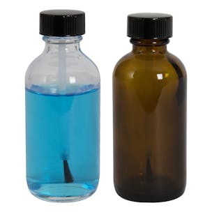 Glass Boston Round Bottles with Phenolic Brush Caps