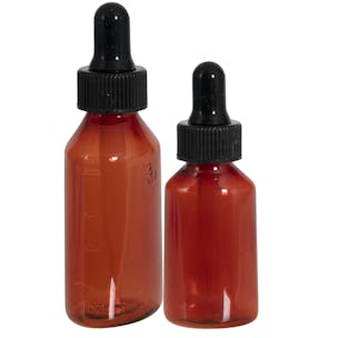 Graduated Oval Plastic Dropper Bottles with Caps