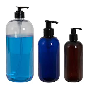 PET Traditional Boston Round Bottles with Dispensing Pumps