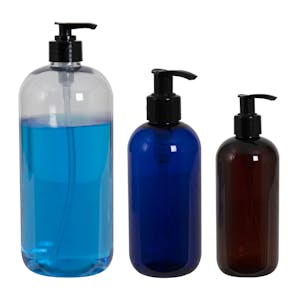 PET Traditional Boston Round Bottles with Dispensing Pumps