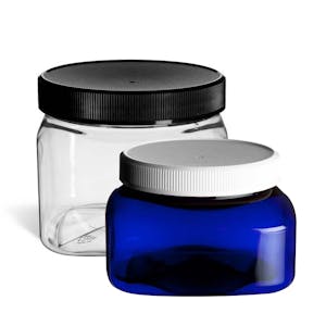 PET Firenze Square Jars with Plain Caps