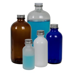 Glass Boston Round Bottles with Metal Caps