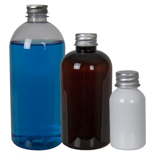 PET Squat Boston Round Bottles with Aluminum Caps