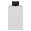 10 oz. White HDPE Square Bottle with 24/410 Black Ribbed Cap with F217 Liner