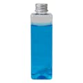 4 oz. Clear PET Square Bottle with 20/410 Brushed Silver Aluminum Cap with Foam Liner