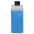 14 oz. Clear PET Square Bottle with 24/410 Black Ribbed Cap with F217 Liner