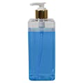 14 oz. Clear PET Square Bottle with 24/410 Smooth Gold/White Lock-Down Lotion Pump & 2mL Output