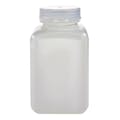 500mL Natural HDPE Sterile Wide Mouth Square Reagent Bottle with 43/415 Natural Polypropylene Cap - Package of 12