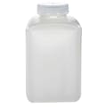 1000mL Natural HDPE Sterile Wide Mouth Square Reagent Bottle with 53/415 Natural Polypropylene Cap - Package of 12
