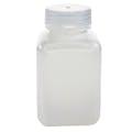 250mL Natural HDPE Non-Sterile Wide Mouth Square Reagent Bottle with 43/415 Natural Polypropylene Cap - Package of 12