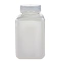 500mL Natural HDPE Non-Sterile Wide Mouth Square Reagent Bottle with 43/415 Natural Polypropylene Cap - Package of 12
