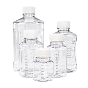 PharmaTainer™ Sterile Square Lab Bottles with Caps
