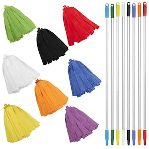 Vikan® Color-Coded Microfiber Socket Mop Heads with Aluminum Handles